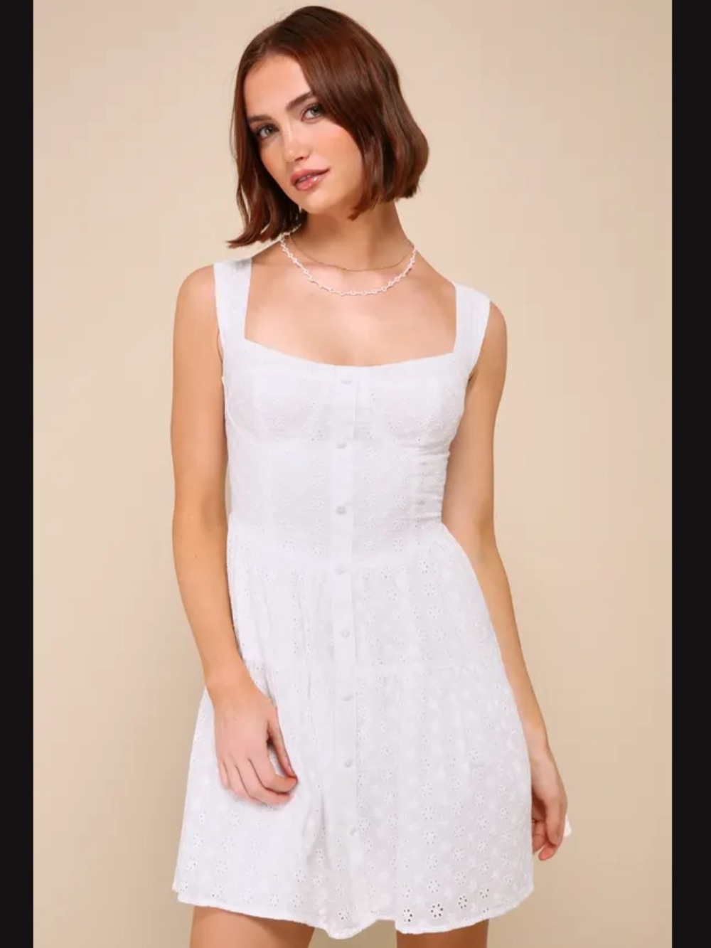 Profound Sweetness White Eyelet Bustier Mini
Dress - Picture 1 of 13